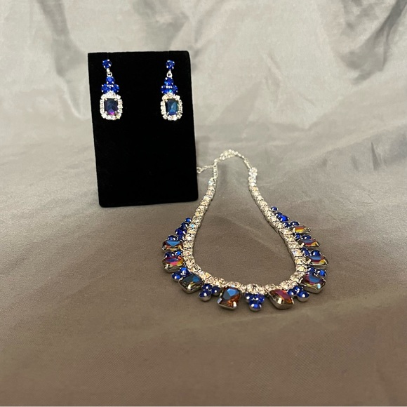 Prom/Special Occasion Necklace and Earrings, Royal Blue - Picture 10 of 16